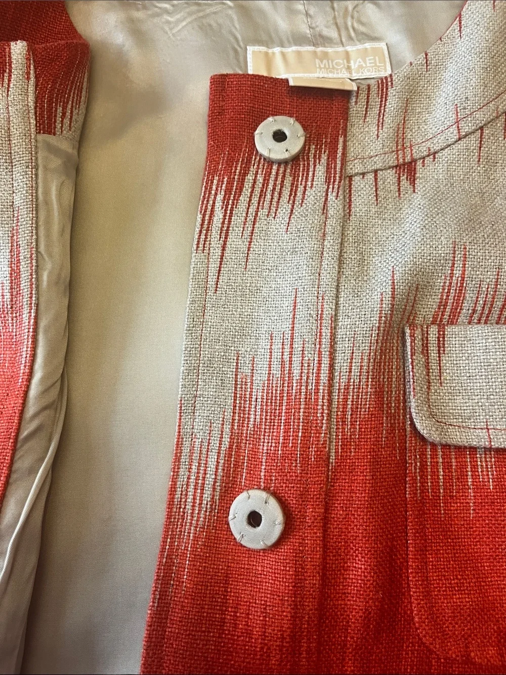 Michael Kors Orange and Tan Printed Cropped Jacket size L